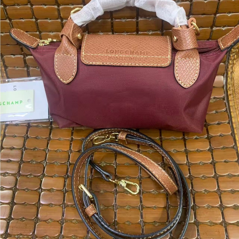 Longchamp Burgundy Crossbody with Brown Trim - Picture 2 of 3